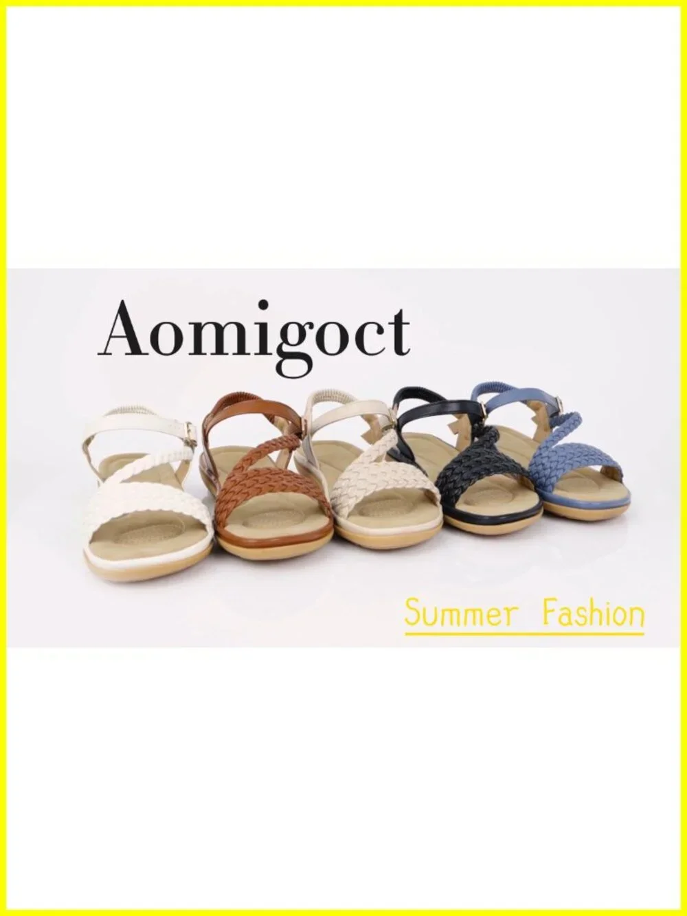 Women's Strappy Flat Sandals Adjustable Buckle Gladiator Sandals Faux Leather